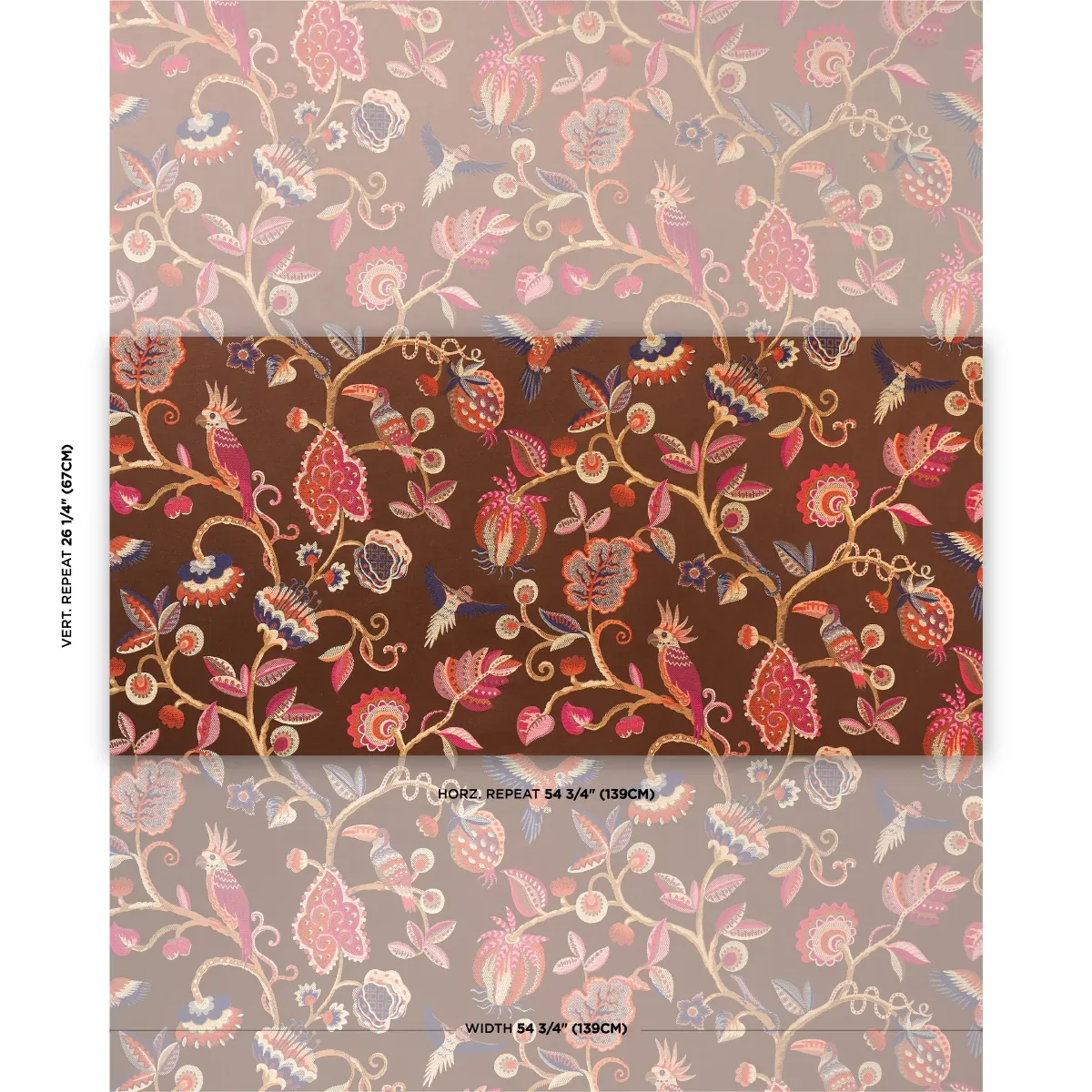 BIRDS OF PARADISE WOVEN Fabric – CHESTNUT | Schumacher | Wal BIRDS OF PARADISE WOVEN fabric CHESTNUT color by Schumacher