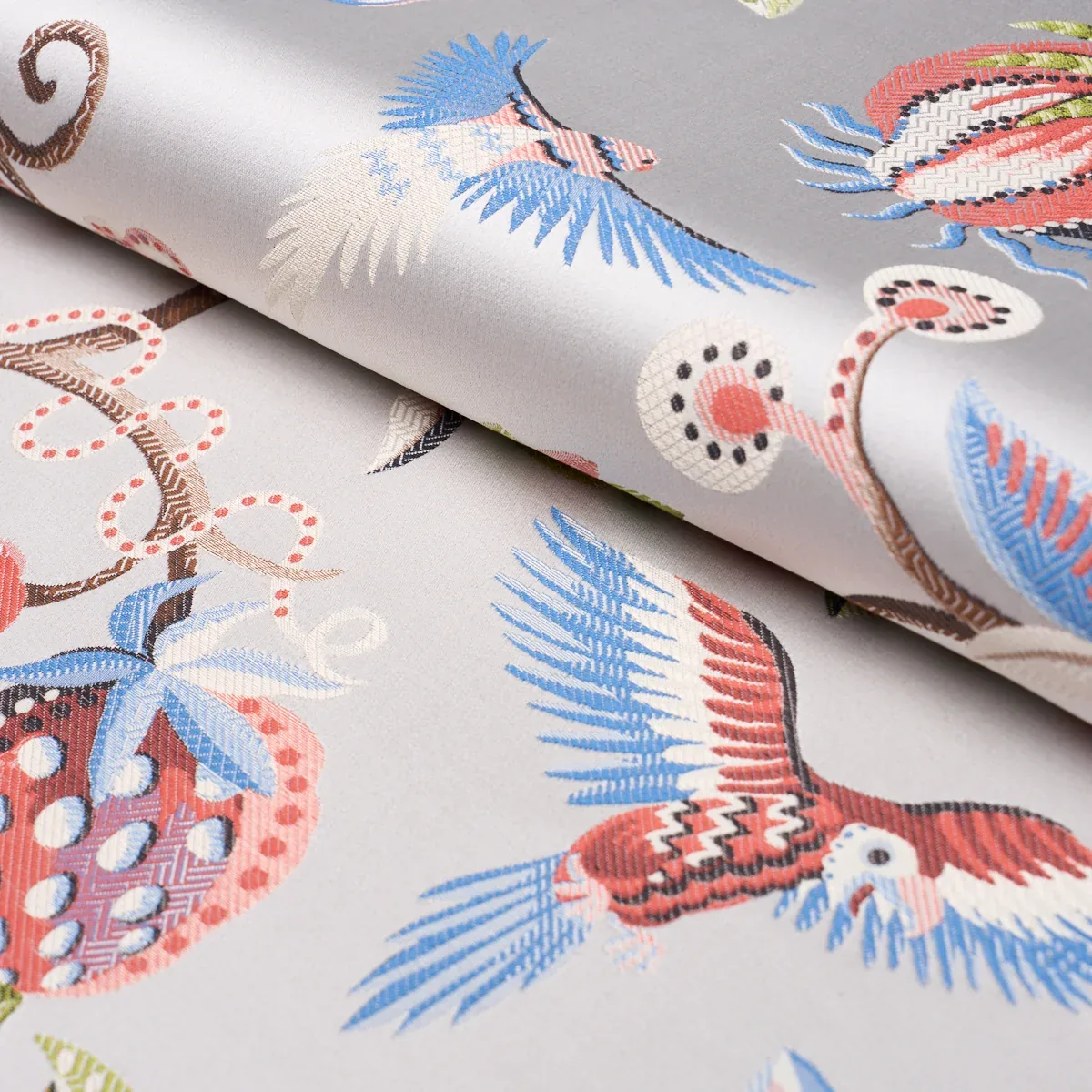 BIRDS OF PARADISE WOVEN Fabric – MIST | Schumacher | Wallpap BIRDS OF PARADISE WOVEN fabric MIST color by Schumacher