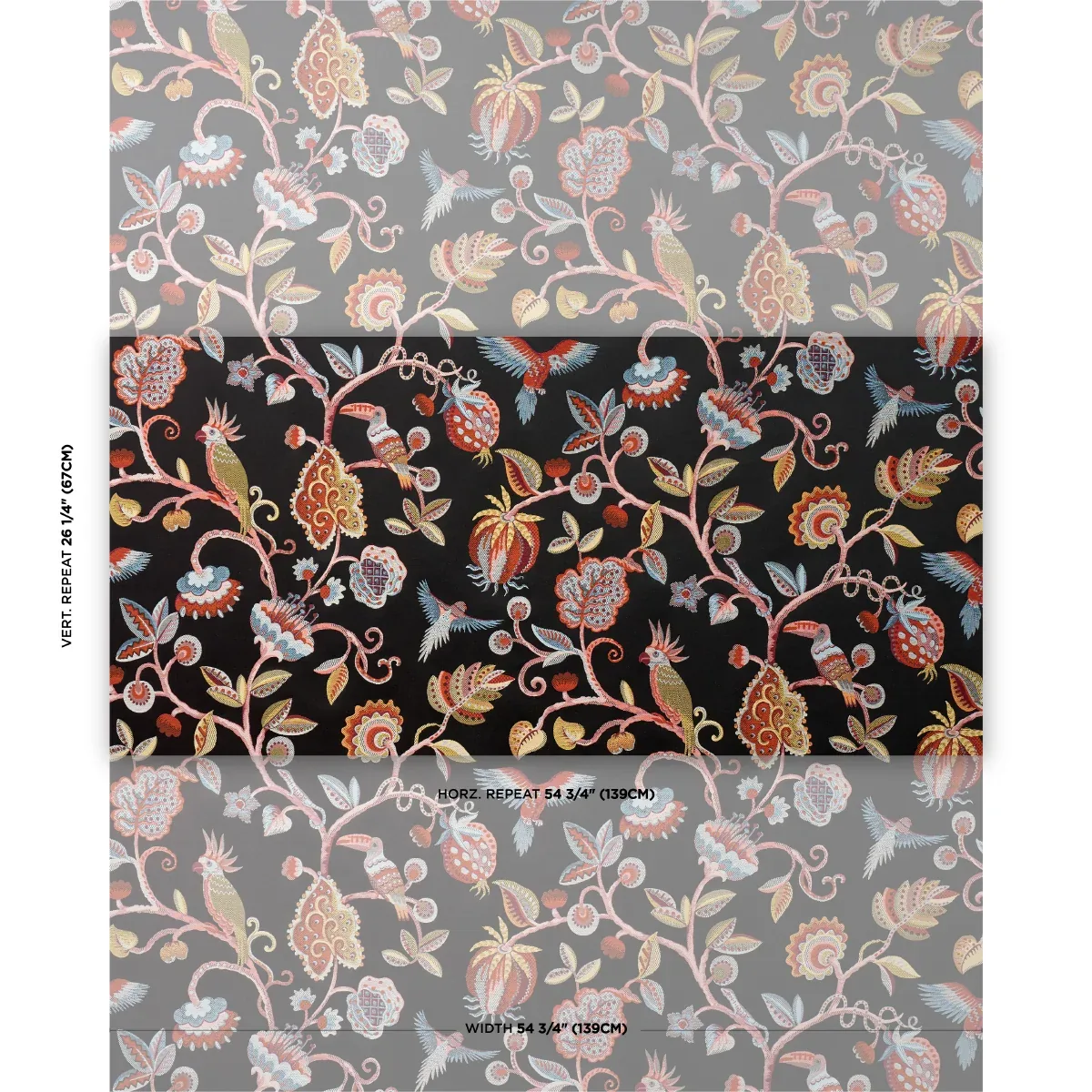 BIRDS OF PARADISE WOVEN Fabric – NOIR | Schumacher | Wallpap BIRDS OF PARADISE WOVEN fabric NOIR color by Schumacher
