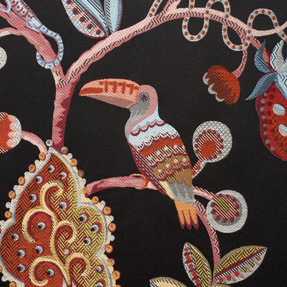 BIRDS OF PARADISE WOVEN Fabric – NOIR | Schumacher | Wallpap BIRDS OF PARADISE WOVEN fabric NOIR color by Schumacher