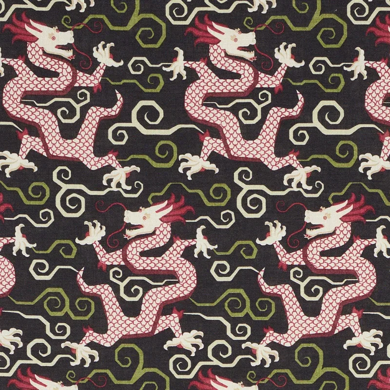 BIXI DRAGON fabric BLACK color by Schumacher