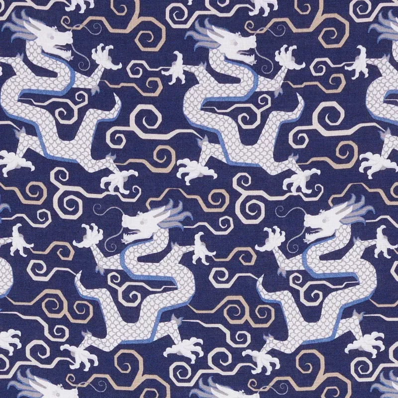BIXI DRAGON fabric BLUE color by Schumacher