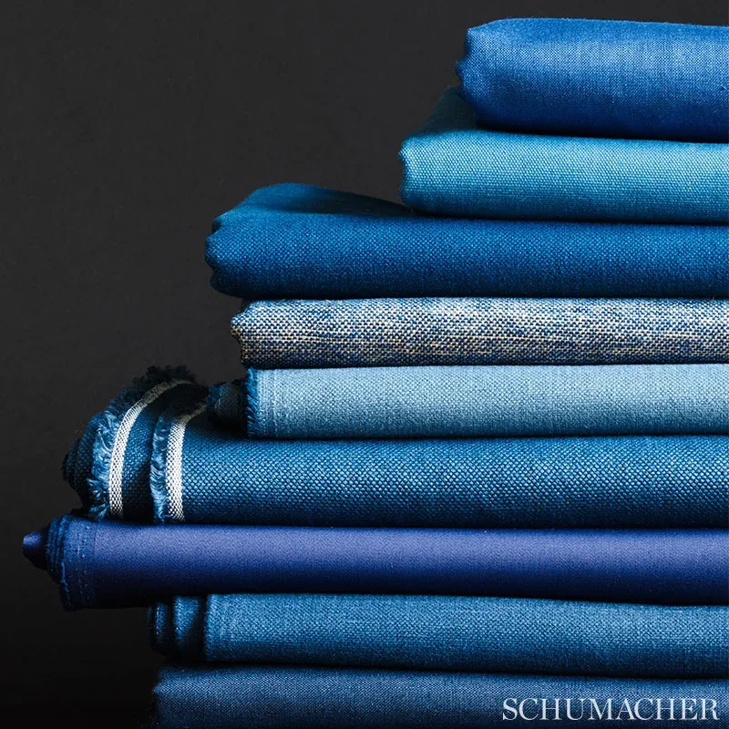 Blake Polished Cotton Fabric – ROYAL | Schumacher | Wallpape Blake Polished Cotton fabric ROYAL color by Schumacher