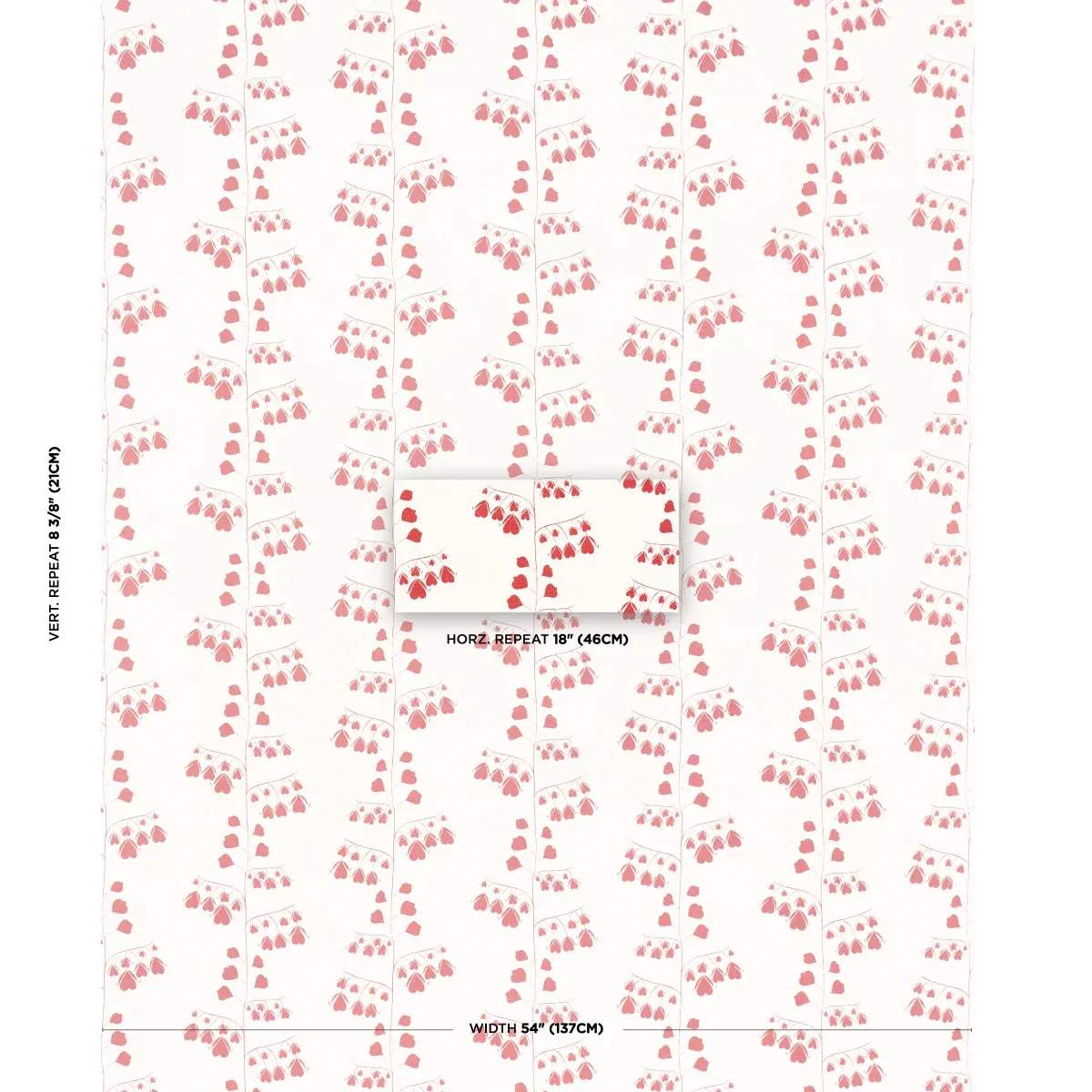 BLEEDING HEARTS Fabric – RED | Schumacher | Wallpaper Twins BLEEDING HEARTS fabric RED color by Schumacher
