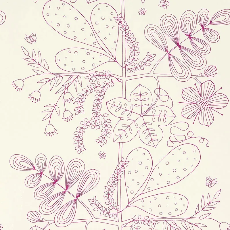 BLOMMEN PRINT fabric FUCHSIA color by Schumacher