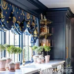 BLUE ROOM LAMPAS Fabric – BLUE | Schumacher | Wallpaper Twin BLUE ROOM LAMPAS fabric BLUE color by Schumacher