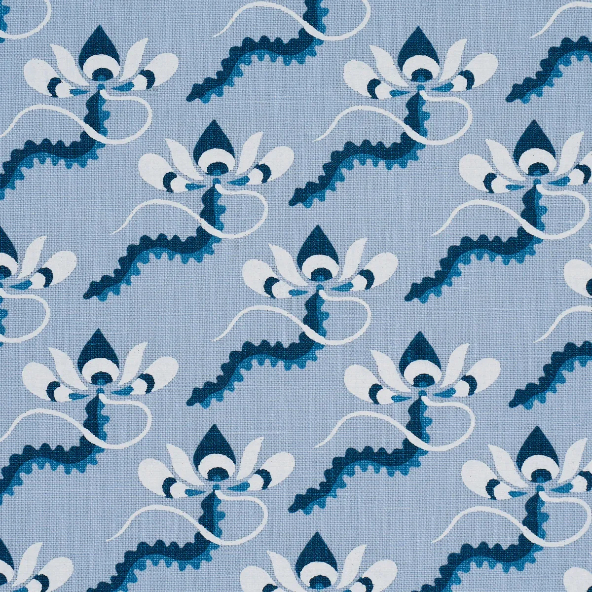 BOMBAY RAINBOW Fabric – BLEU | Schumacher | Wallpaper Twins BOMBAY RAINBOW fabric BLEU color by Schumacher