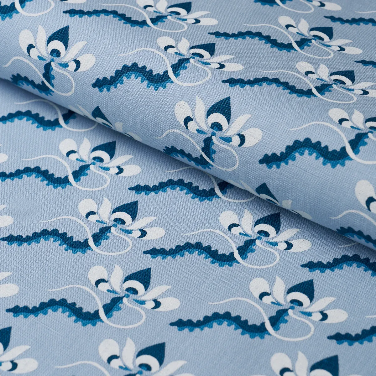 BOMBAY RAINBOW Fabric – BLEU | Schumacher | Wallpaper Twins BOMBAY RAINBOW fabric BLEU color by Schumacher