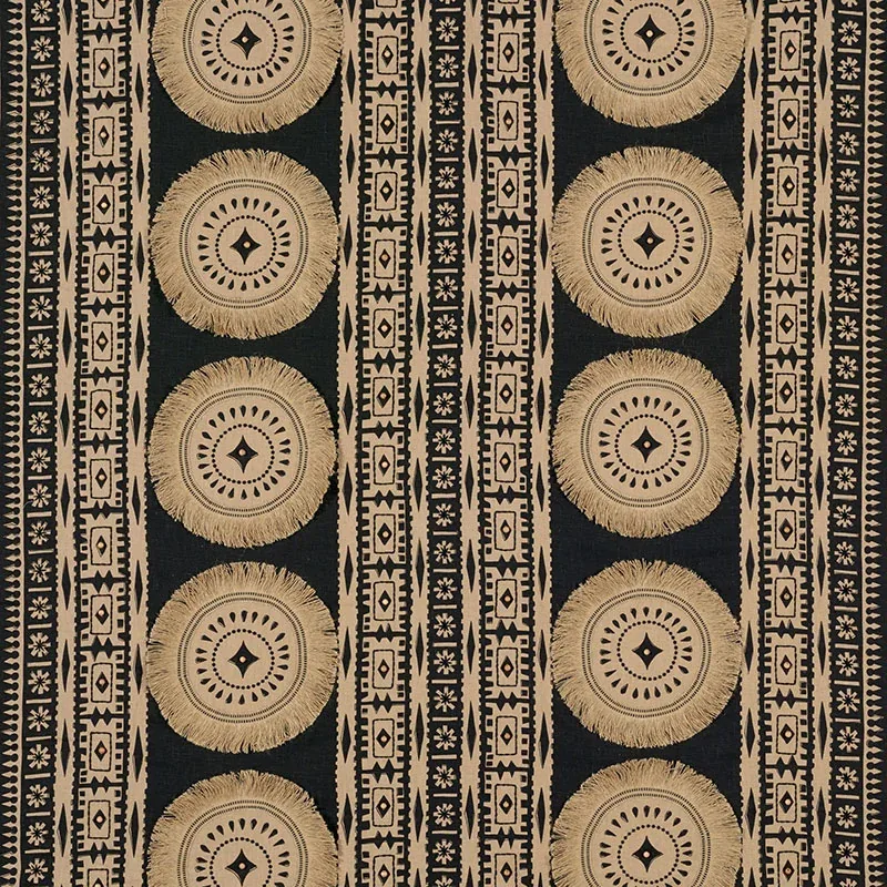 BORA BORA PRINT EMBELLISHED fabric LAVA BLACK color by Schumacher