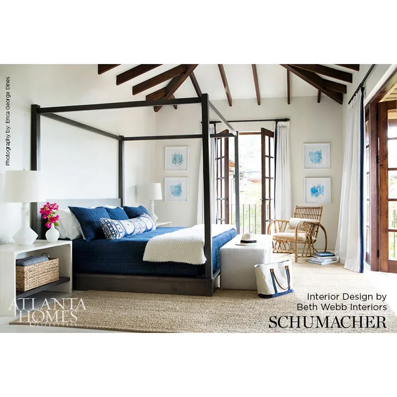BORA BORA PRINT fabric MARINE color by Schumacher