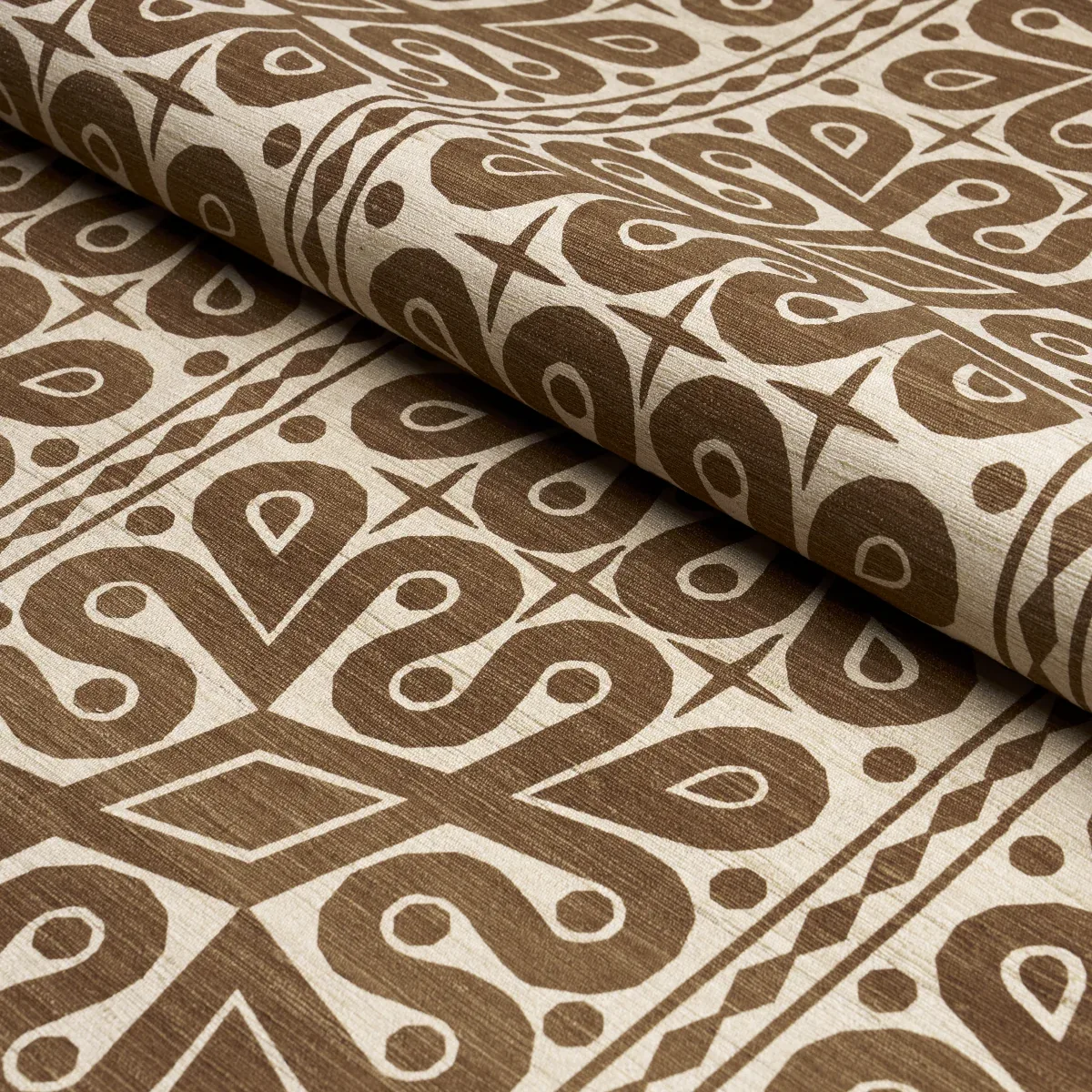 BORNEO SILK Fabric – BROWN | Schumacher | Wallpaper Twins BORNEO SILK fabric BROWN color by Schumacher