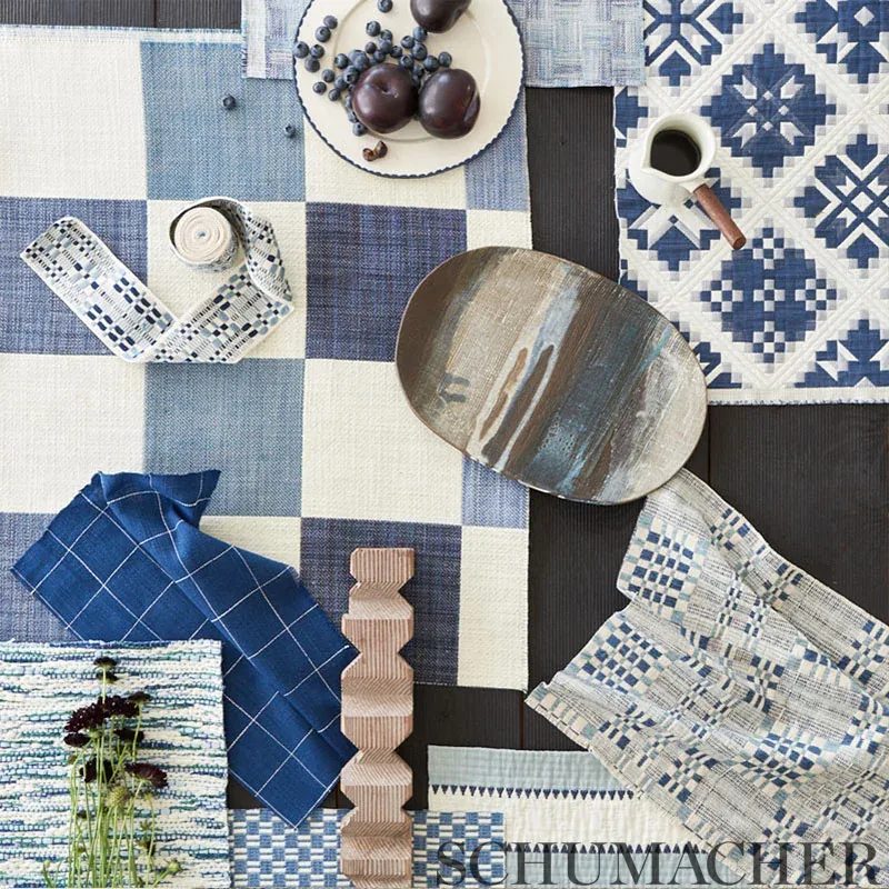 BORO PLAID Fabric – CHARCOAL | Schumacher | Wallpaper Twins BORO PLAID fabric CHARCOAL color by Schumacher