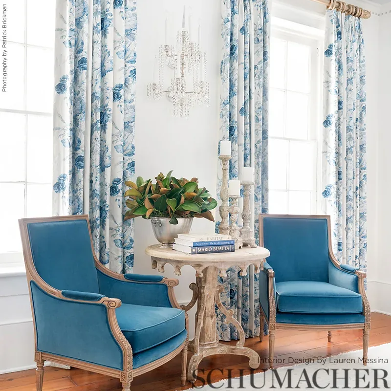 BOUGHTON HOUSE Fabric – PORCELAIN | Schumacher | Wallpaper T BOUGHTON HOUSE fabric PORCELAIN color by Schumacher