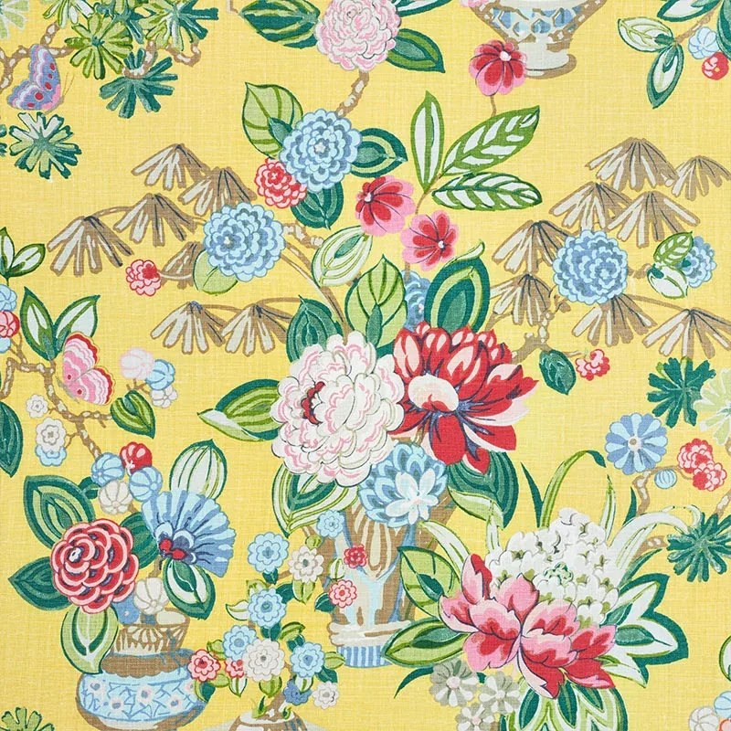 BOUQUET CHINOIS fabric YELLOW color by Schumacher