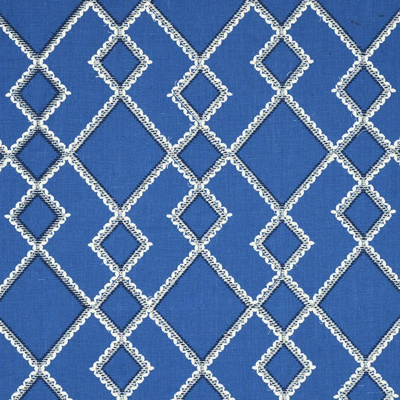BRANSON EMBROIDERY fabric BLUE color by Schumacher