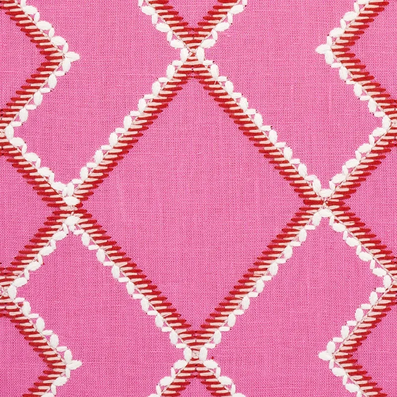 BRANSON EMBROIDERY Fabric – PINK | Schumacher | Wallpaper Tw BRANSON EMBROIDERY fabric PINK color by Schumacher