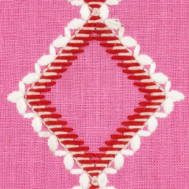 BRANSON EMBROIDERY Fabric – PINK | Schumacher | Wallpaper Tw BRANSON EMBROIDERY fabric PINK color by Schumacher