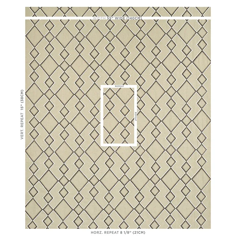 BRANSON EMBROIDERY Fabric – TAUPE | Schumacher | Wallpaper T BRANSON EMBROIDERY fabric TAUPE color by Schumacher