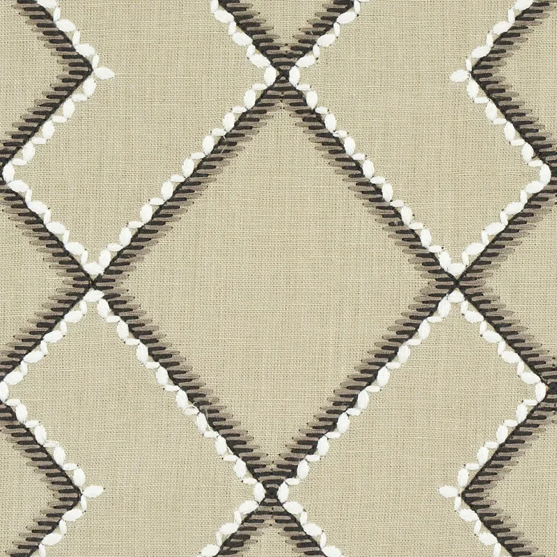 BRANSON EMBROIDERY Fabric – TAUPE | Schumacher | Wallpaper T BRANSON EMBROIDERY fabric TAUPE color by Schumacher