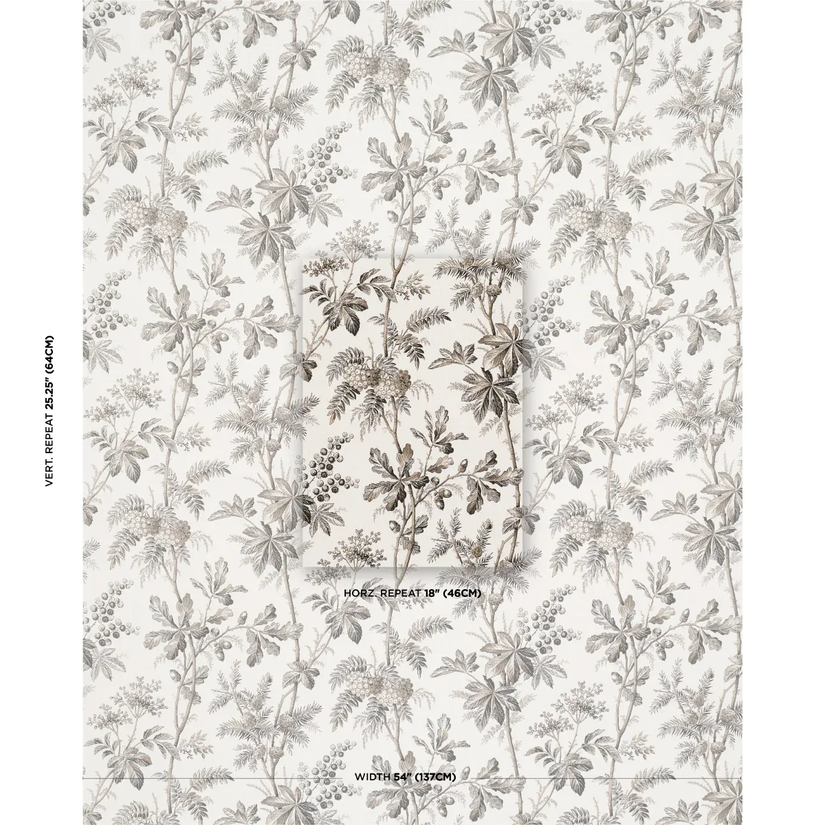 BRANTWOOD VINE Fabric – GRAPHITE | Schumacher | Wallpaper Tw BRANTWOOD VINE fabric GRAPHITE color by Schumacher
