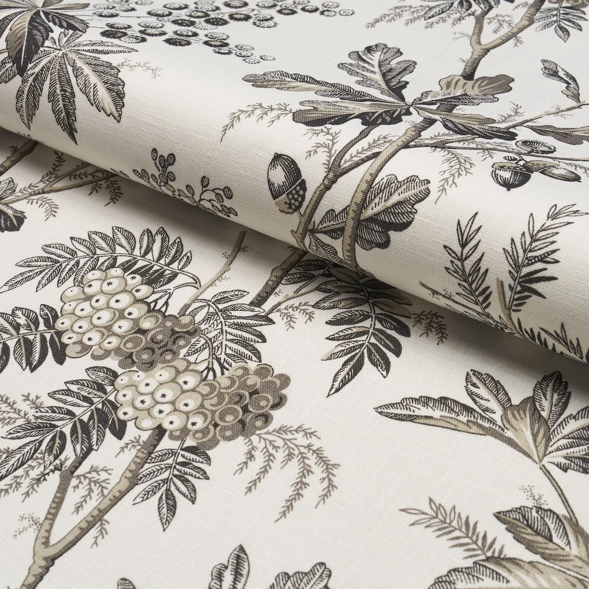 BRANTWOOD VINE Fabric – GRAPHITE | Schumacher | Wallpaper Tw BRANTWOOD VINE fabric GRAPHITE color by Schumacher