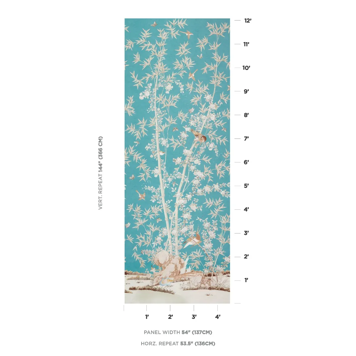 BRIGHTON PAVILION PANEL Fabric – PEACOCK | Schumacher | Wall BRIGHTON PAVILION PANEL fabric PEACOCK color by Schumacher