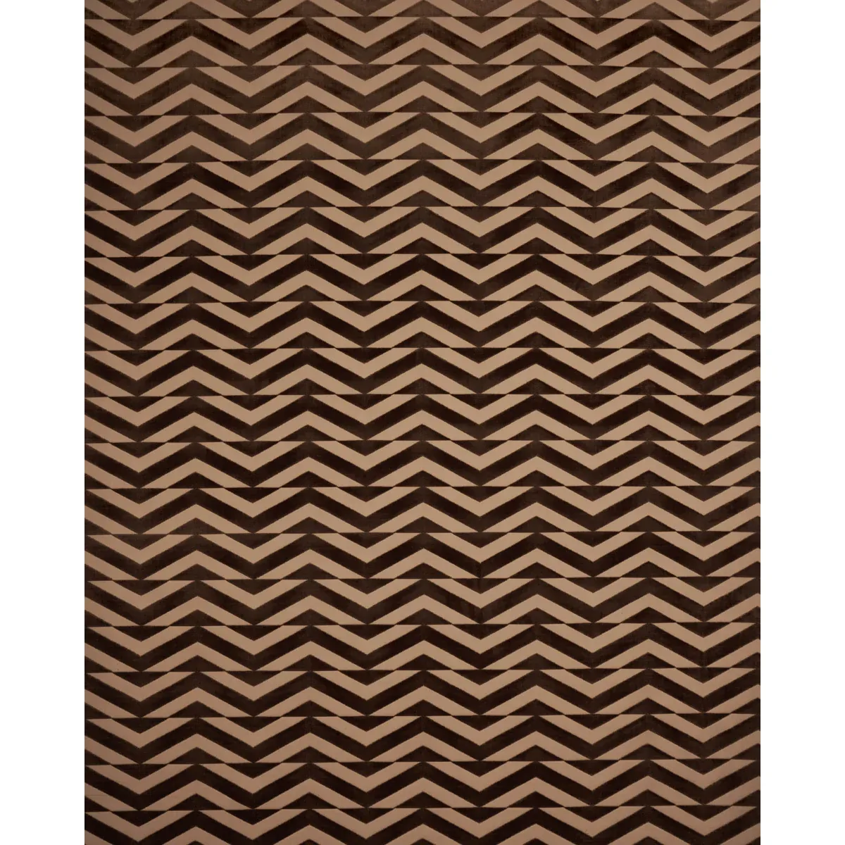 BROKEN CHEVRON CUT VELVET Fabric – BROWN ON CAMEL | Schumach BROKEN CHEVRON CUT VELVET fabric BROWN ON CAMEL color by Schumacher
