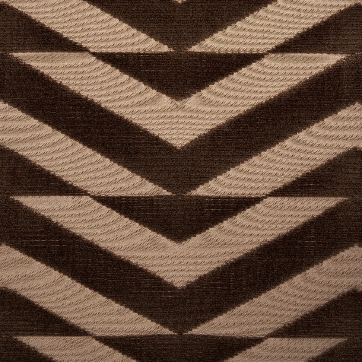 BROKEN CHEVRON CUT VELVET Fabric – BROWN ON CAMEL | Schumach BROKEN CHEVRON CUT VELVET fabric BROWN ON CAMEL color by Schumacher