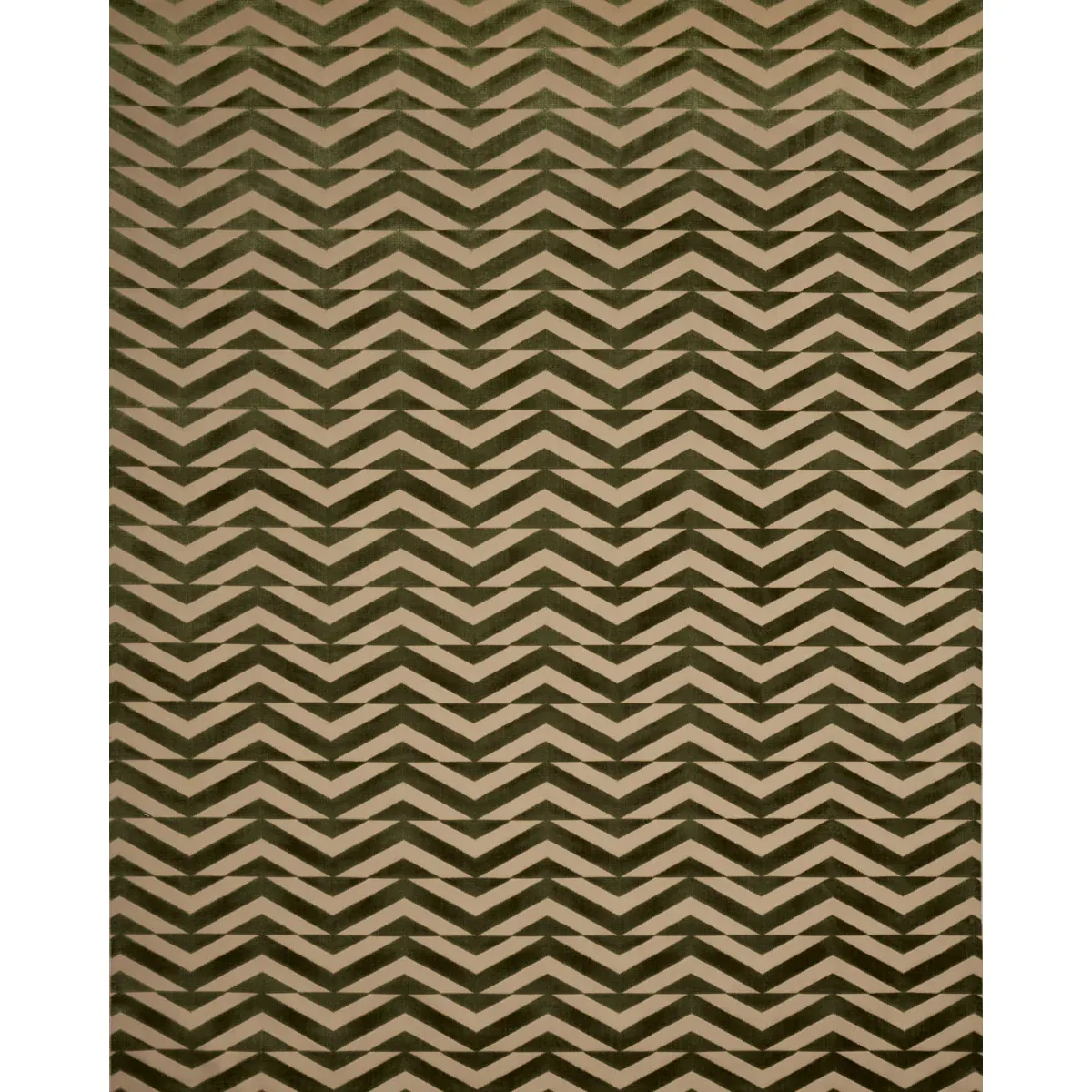 BROKEN CHEVRON CUT VELVET fabric OLIVE ON KHAKI color by Schumacher