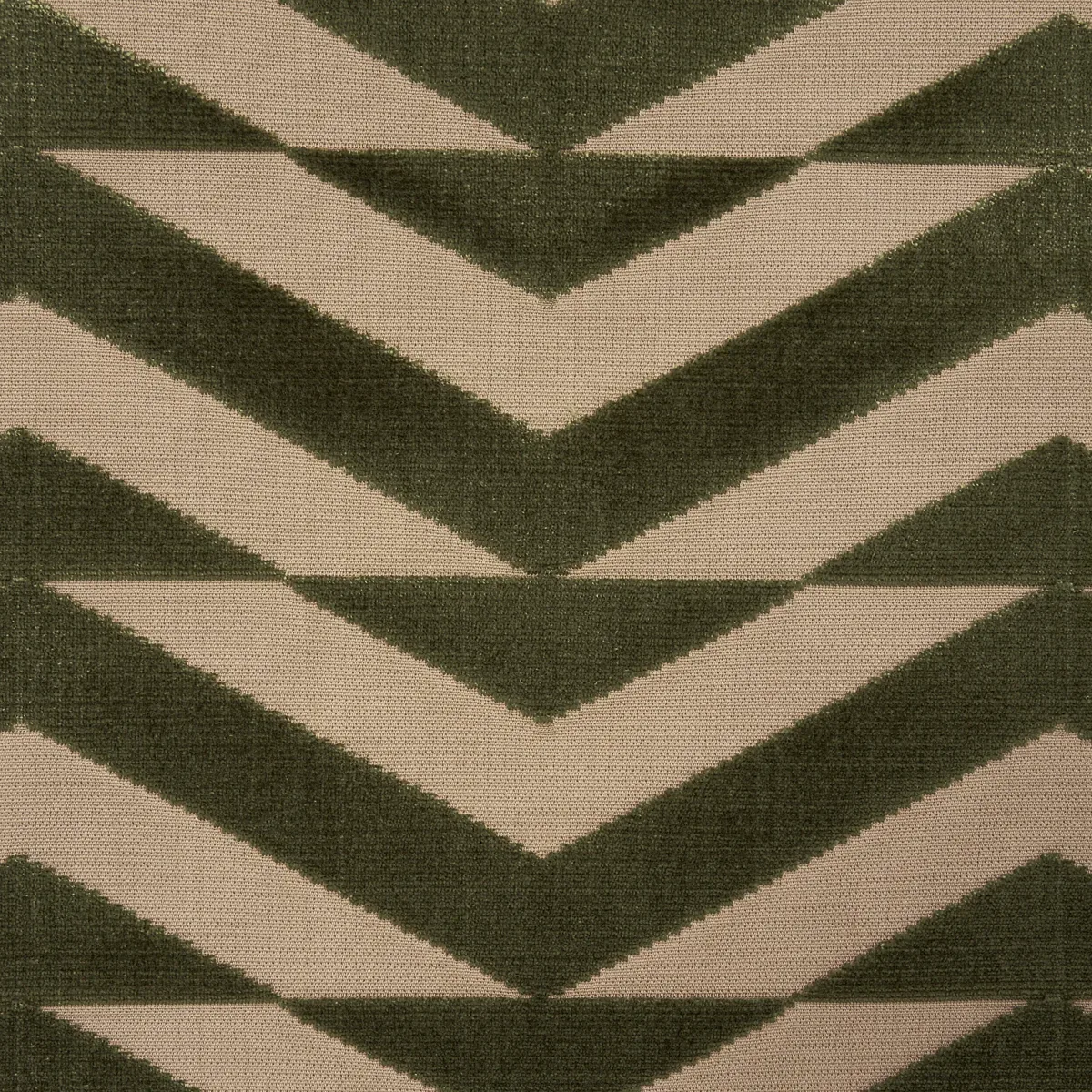 BROKEN CHEVRON CUT VELVET fabric OLIVE ON KHAKI color by Schumacher