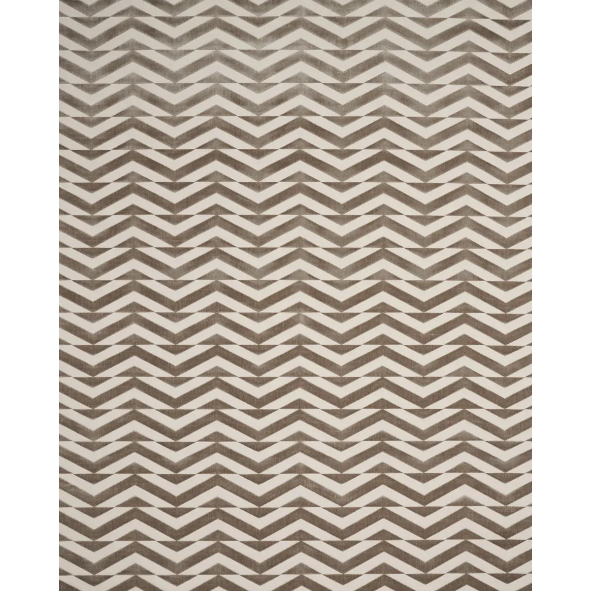 BROKEN CHEVRON CUT VELVET fabric TAUPE ON IVORY color by Schumacher