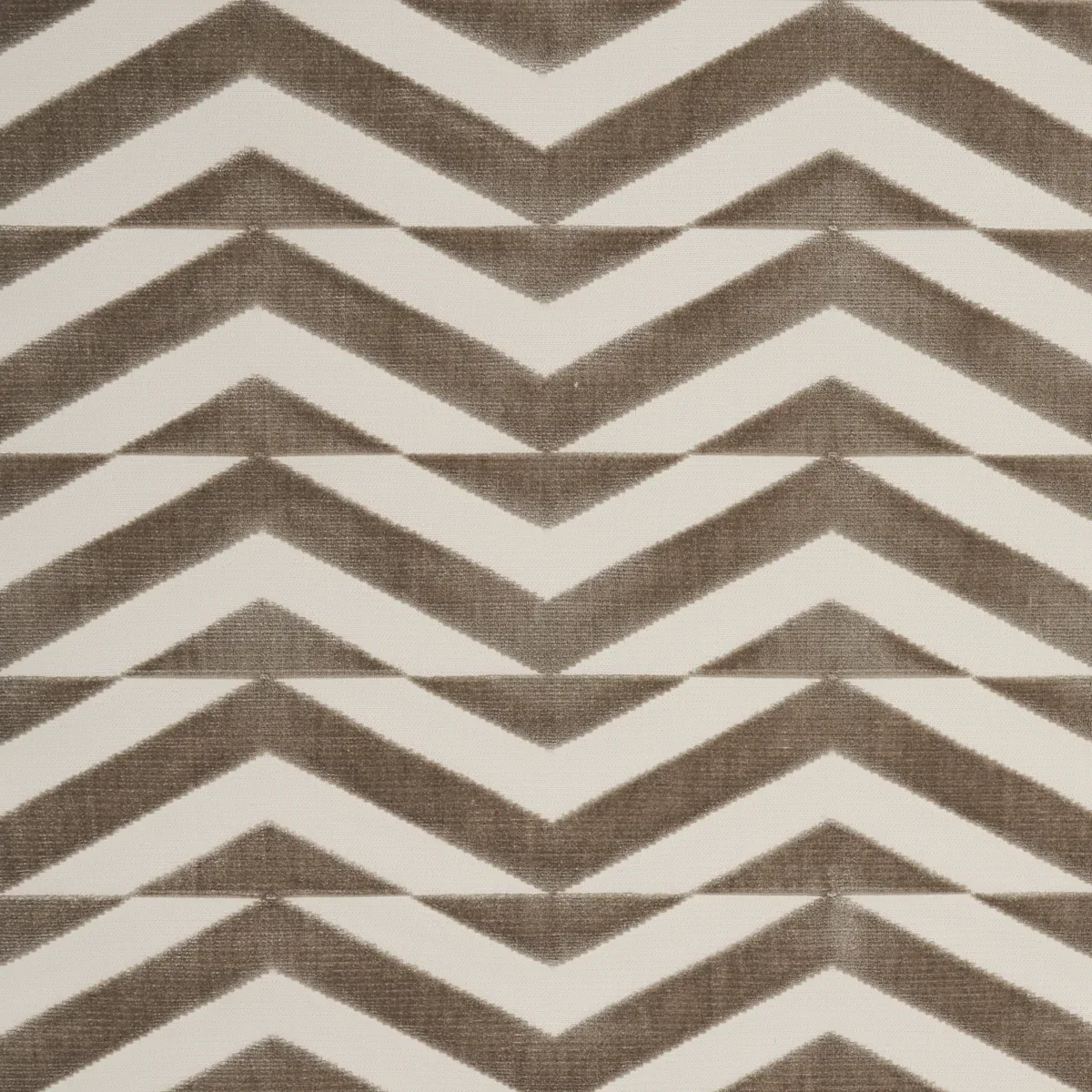 BROKEN CHEVRON CUT VELVET fabric TAUPE ON IVORY color by Schumacher