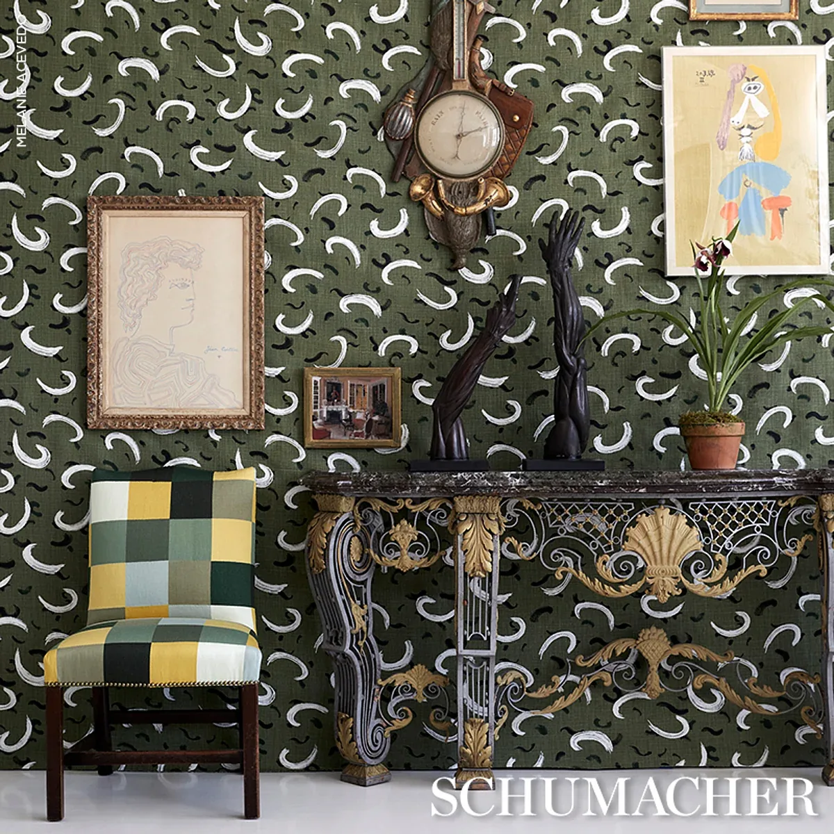 BRUSHMARK fabric OLIVE color by Schumacher