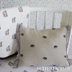 Buffalo Embroidered Linen Fabric – IVORY | Schumacher | Wall Buffalo Embroidered Linen fabric IVORY color by Schumacher