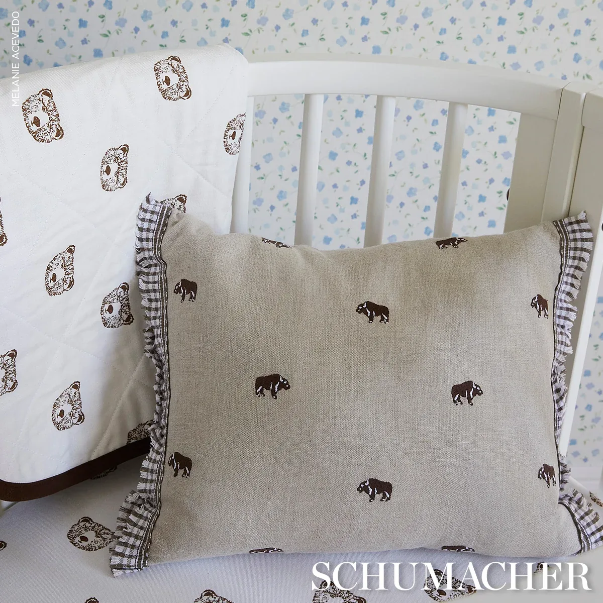 Buffalo Embroidered Linen Fabric – IVORY | Schumacher | Wall Buffalo Embroidered Linen fabric IVORY color by Schumacher