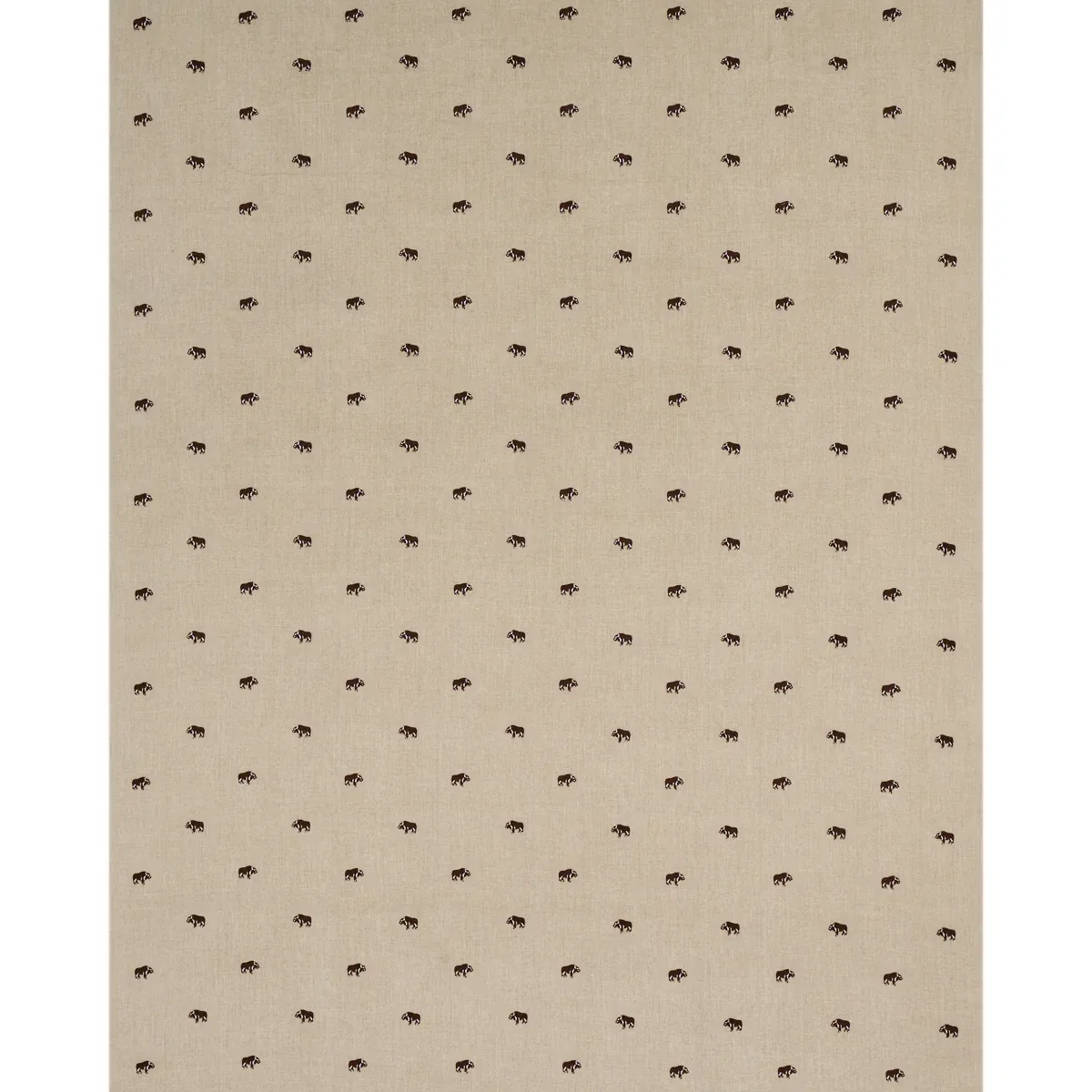 Buffalo Embroidered Linen fabric NATURAL color by Schumacher