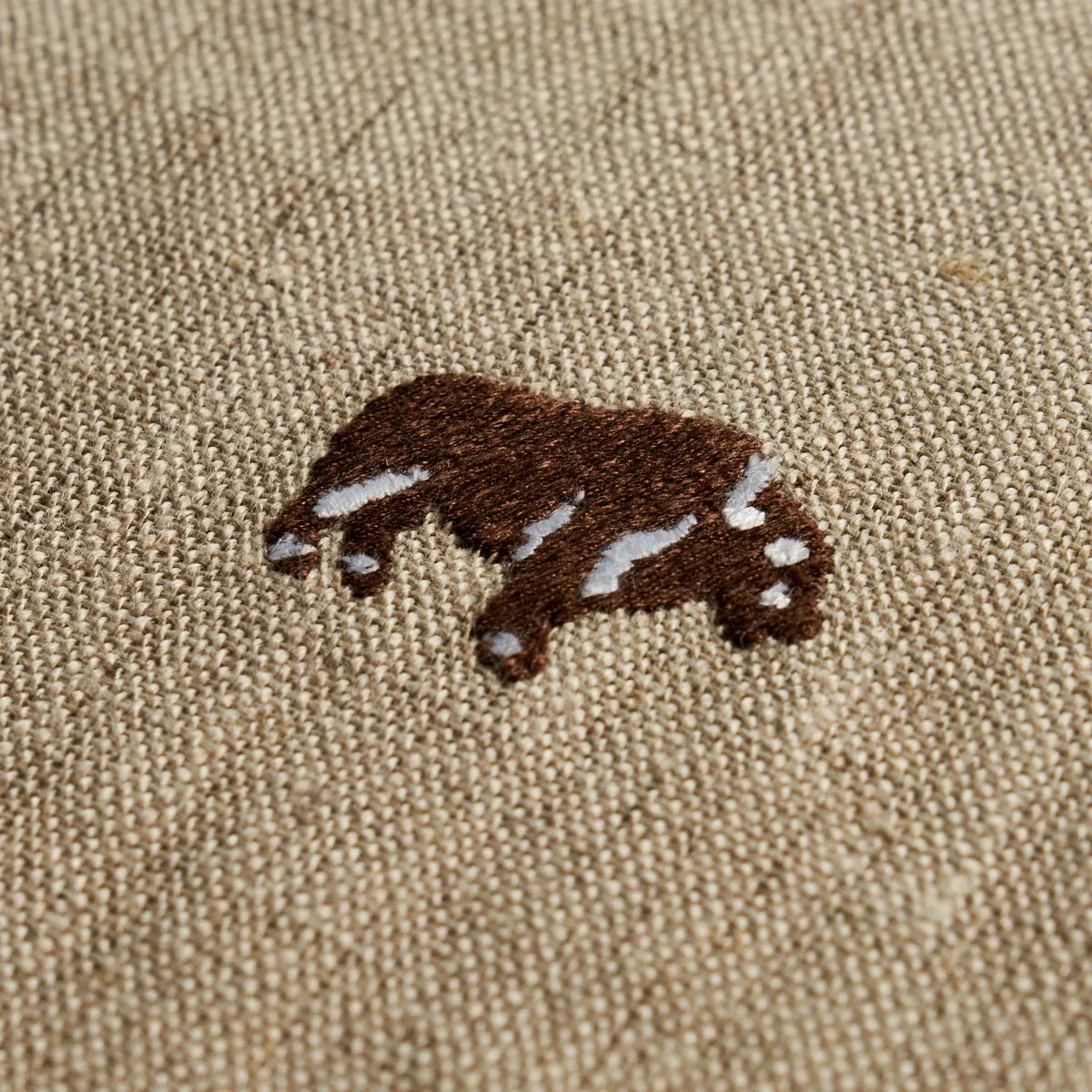Buffalo Embroidered Linen fabric NATURAL color by Schumacher