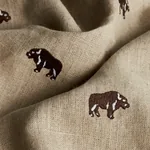 Buffalo Embroidered Linen fabric NATURAL color by Schumacher