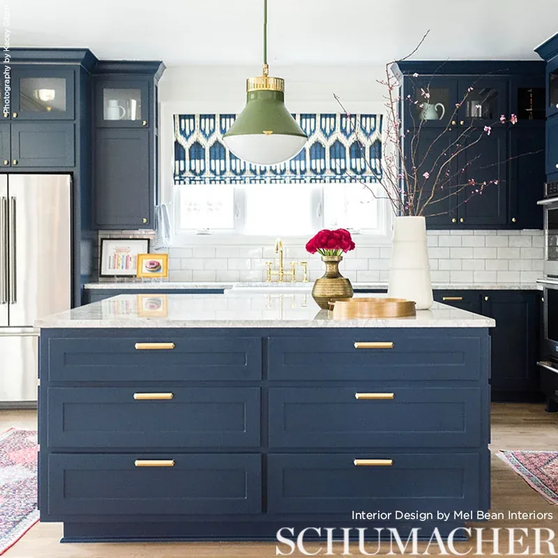 BUKHARA IKAT Fabric – INDIGO | Schumacher | Wallpaper Twins BUKHARA IKAT fabric INDIGO color by Schumacher