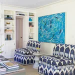 BUKHARA IKAT Fabric – INDIGO | Schumacher | Wallpaper Twins BUKHARA IKAT fabric INDIGO color by Schumacher