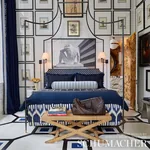 BUKHARA IKAT Fabric – INDIGO | Schumacher | Wallpaper Twins BUKHARA IKAT fabric INDIGO color by Schumacher