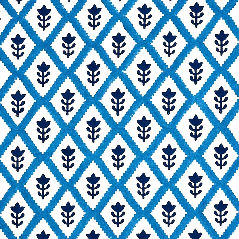 Buti Hand Block Print fabric BLUE color by Schumacher