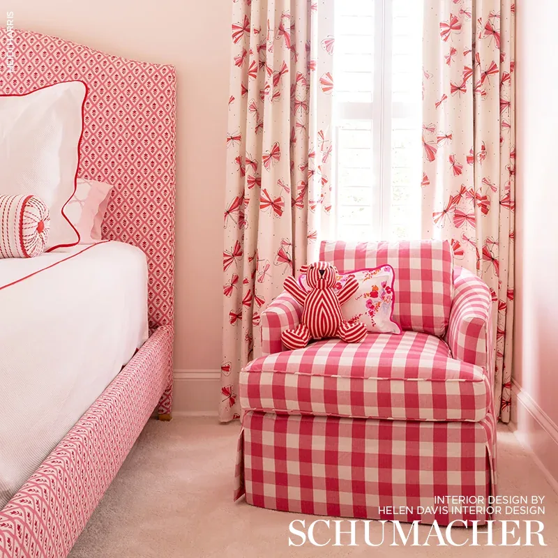 Buti Hand Block Print fabric PINK color by Schumacher