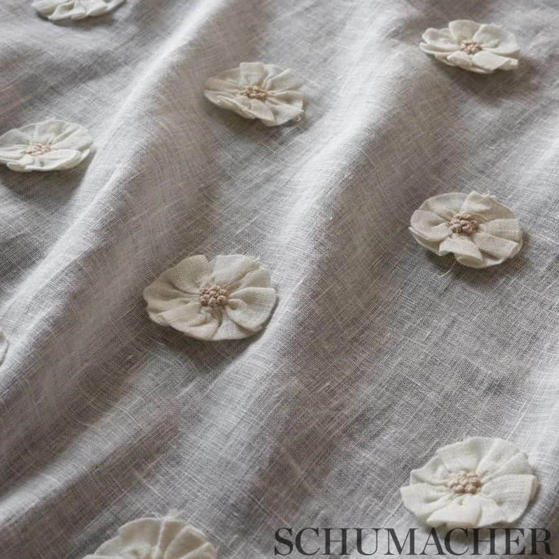 BUTTON FLOWER SHEER Fabric – IVORY | Schumacher | Wallpaper BUTTON FLOWER SHEER fabric IVORY color by Schumacher