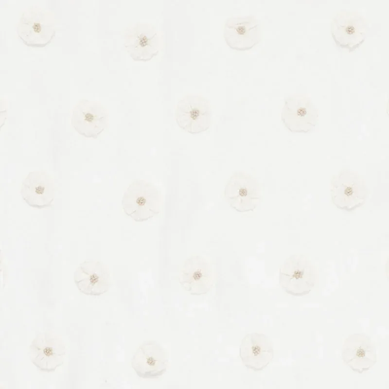 BUTTON FLOWER SHEER fabric IVORY color by Schumacher