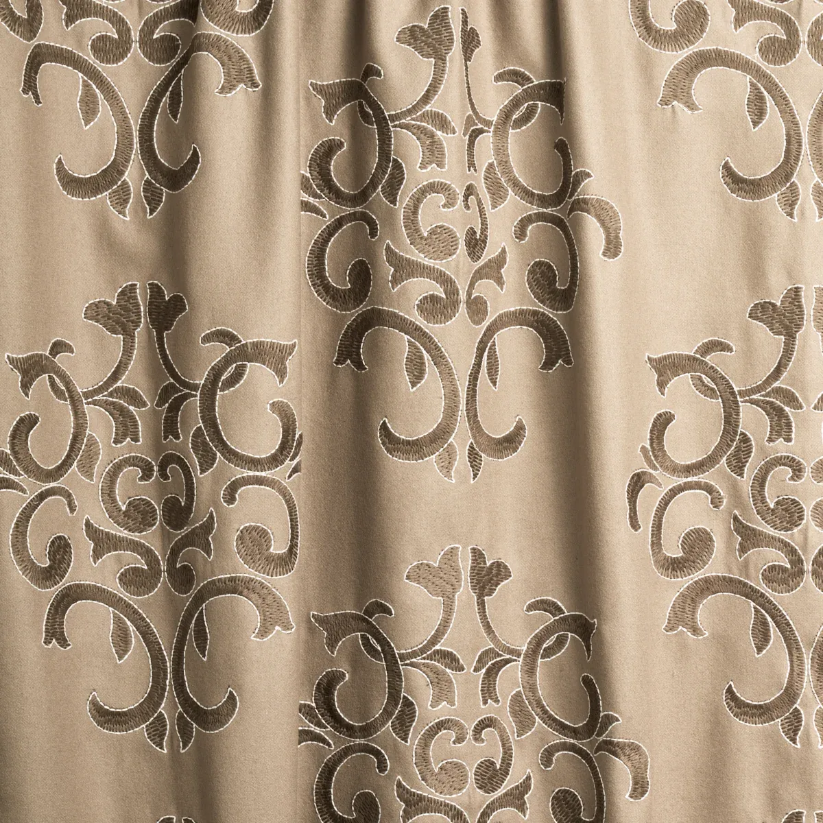 Byron Embroidered Wool fabric BUCKSKIN color by Schumacher