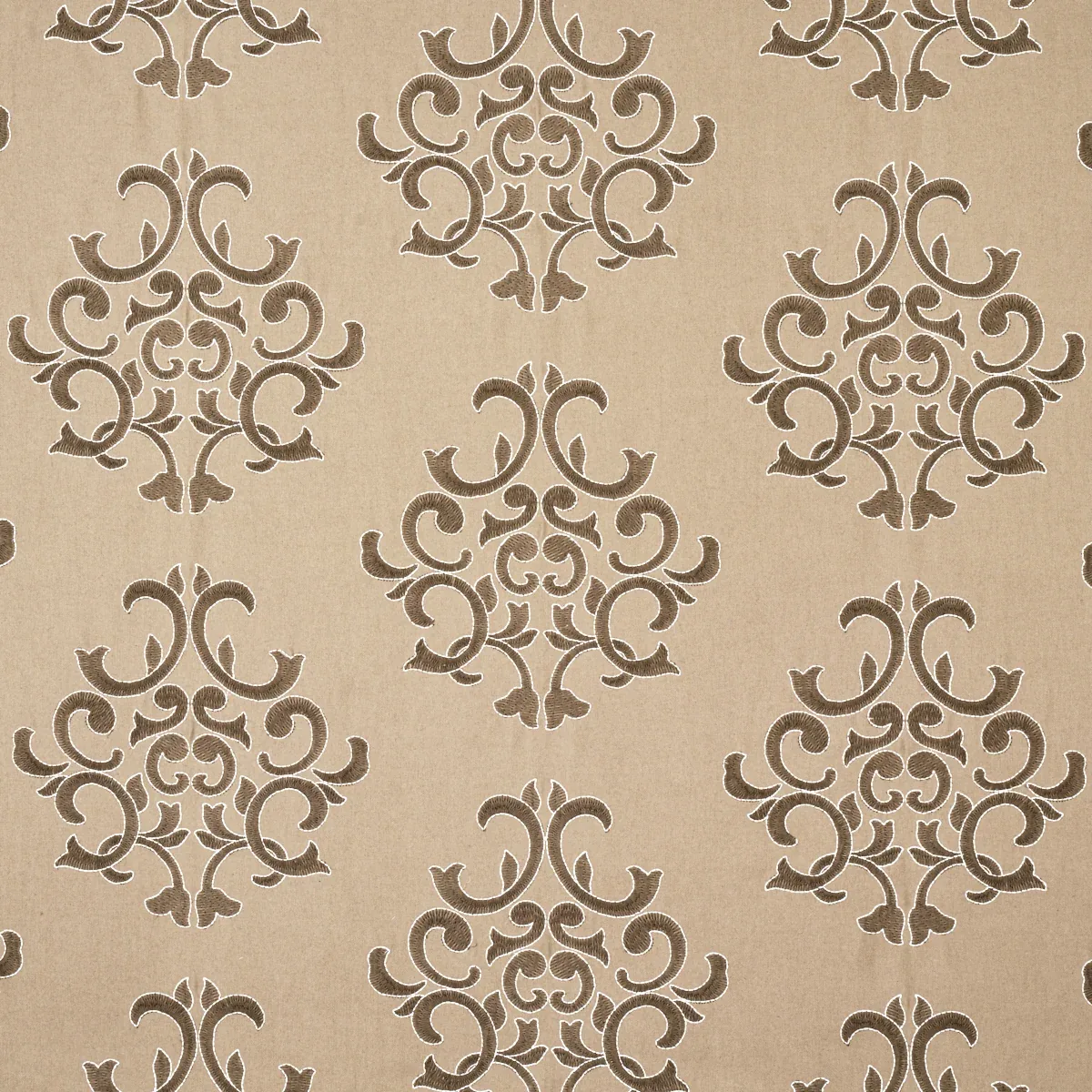 Byron Embroidered Wool fabric BUCKSKIN color by Schumacher