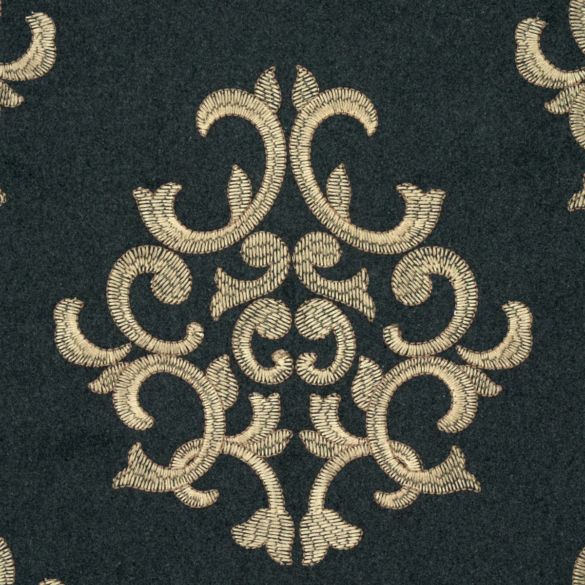 Byron Embroidered Wool Fabric – CHARCOAL | Schumacher | Wall Byron Embroidered Wool fabric CHARCOAL color by Schumacher