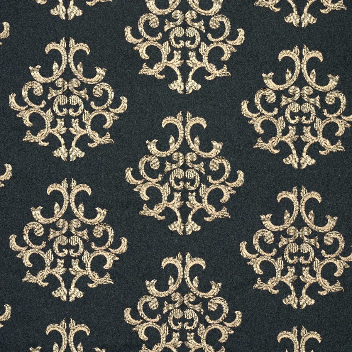 Byron Embroidered Wool fabric CHARCOAL color by Schumacher