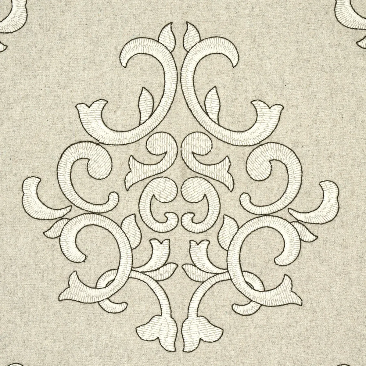 Byron Embroidered Wool Fabric – OAT | Schumacher | Wallpaper Byron Embroidered Wool fabric OAT color by Schumacher